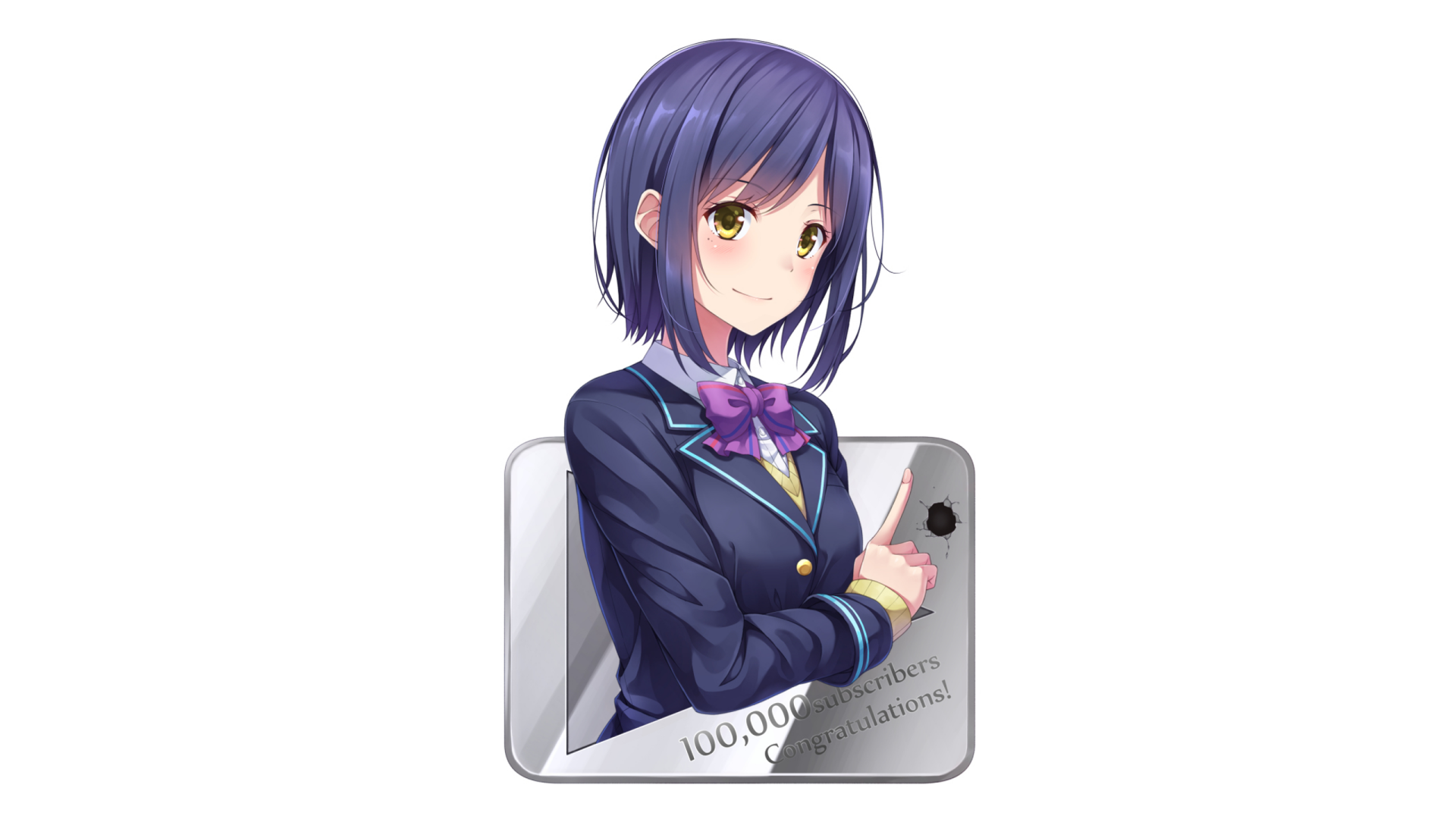 Download School Uniform Blue Hair Short Hair Rin Shizuka Anime Virtual Youtuber HD Wallpaper by 悠理なゆた