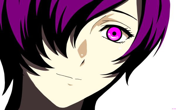 Anime Tokyo Ghoul:re Touka Kirishima Purple Hair Pink Eyes Smile Minimalist HD Wallpaper | Background Image
