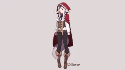 HD PC wallpaper of a white-haired, red-eyed character from the video game Fire Emblem Fates, dressed in a red hooded cape and medieval-style outfit.