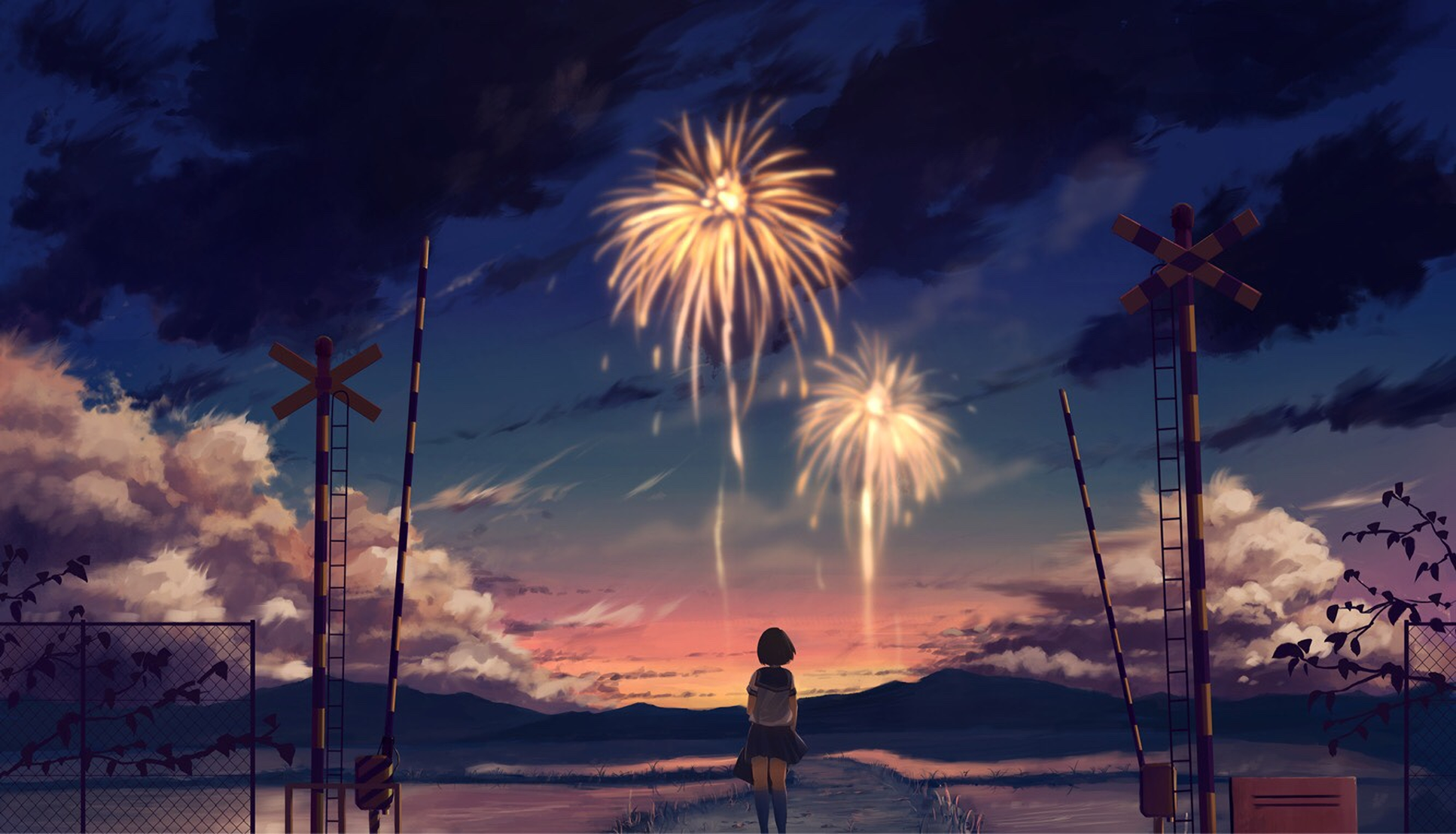 Anime Fireworks HD Wallpaper | Background Image