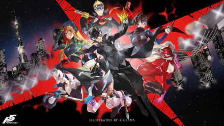 Yusuke Kitagawa Futaba Sakura Ryuji Sakamoto Haru Okumura Ann Takamaki Makoto Niijima Morgana (Persona) Joker (Persona) video game Persona 5 HD Desktop Wallpaper | Background Image
