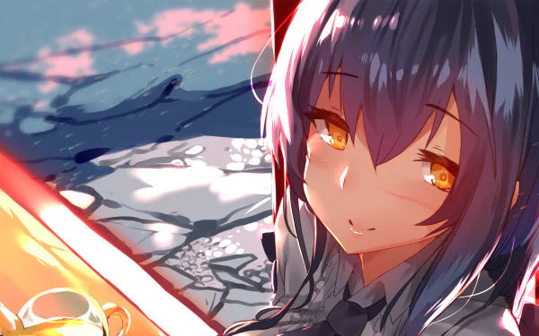orange eyes purple hair Anime Original HD Desktop Wallpaper | Background Image