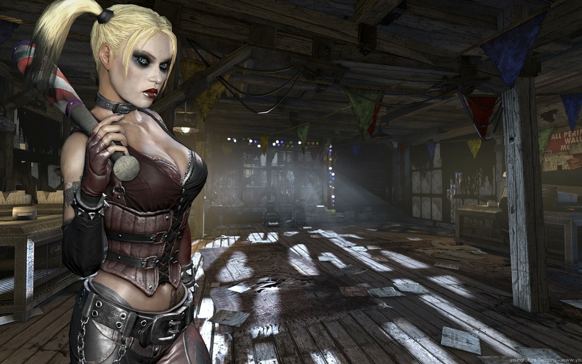 Download Harley Quinn Blonde Video Game Batman: Arkham City  HD Wallpaper