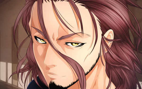 HD anime desktop wallpaper featuring Jōichirō Yukihira from Food Wars: Shokugeki no Soma with intense golden eyes and flowing reddish hair.