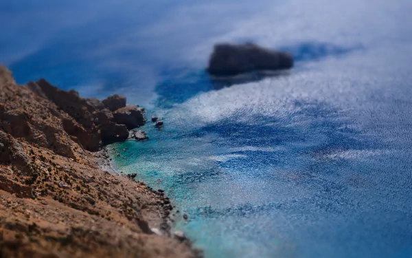 tilt shift coast water Greece nature coastline HD Desktop Wallpaper | Background Image