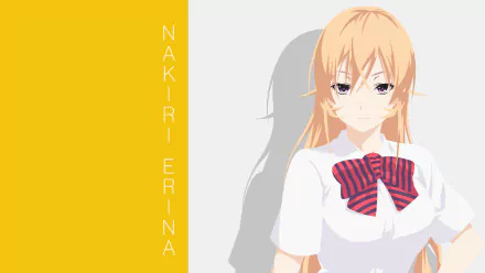 HD anime desktop wallpaper featuring Erina Nakiri from Food Wars: Shokugeki no Soma, showcasing her with a serious expression and school uniform against a minimalist background.