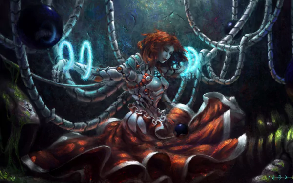 red hair Sci Fi cyborg HD Desktop Wallpaper | Background Image