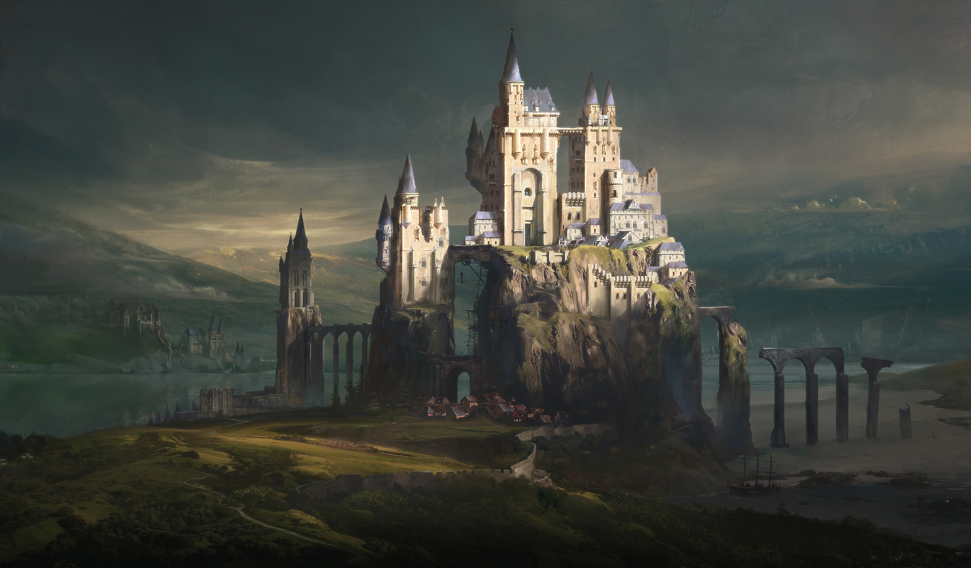 Fantasy Castle Landscape Wallpaper