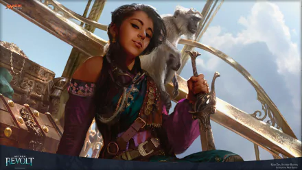 Aether Revolt (Magic: The Gathering) pirate Kari Zev Skyship Raider man made Magic: The Gathering HD Desktop Wallpaper | Background Image