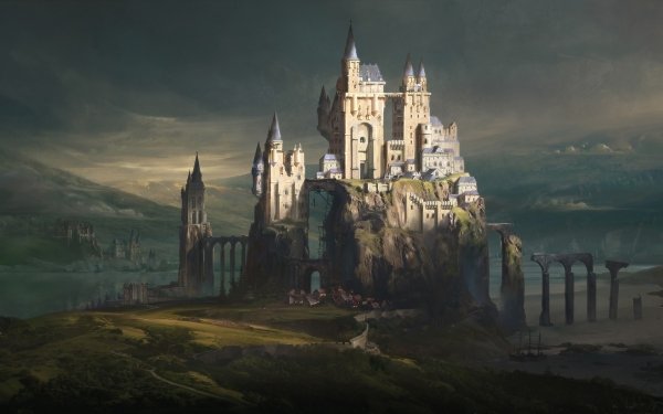 Fantasy Castle Castles Landscape HD Wallpaper | Background Image