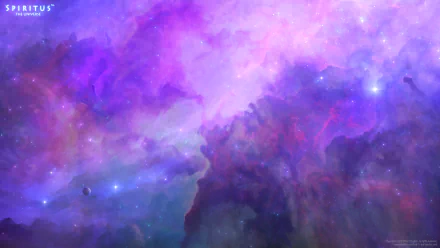 Vibrant Sci-Fi HD desktop wallpaper depicting a colorful nebula and bright stars in deep space.