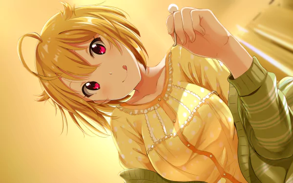 Tsubasa Ibuki (THE iDOLM@STER: Million Live!) portrait in warm yellow light — anime HD PC desktop wallpaper/background.