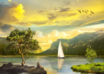 bay fantasy landscape fantasy landscape HD Desktop Wallpaper | Background Image