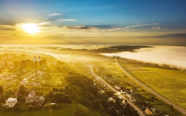 Photography Landscape Horizon Aerial Fog Sunbeam HD Wallpaper | Background Image