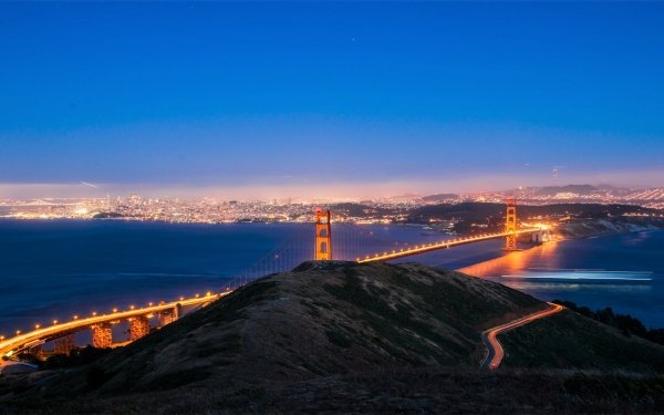 Man Made Golden Gate Bridges Bridge Light Night Road San Francisco HD Wallpaper | Background Image