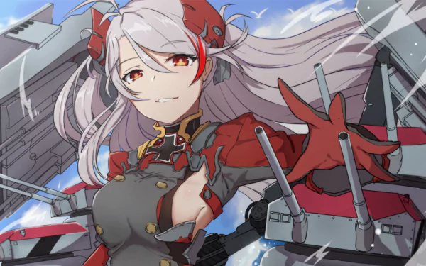 HD desktop wallpaper featuring the character Prinz Eugen from the video game and anime Azur Lane, set against a vibrant background.