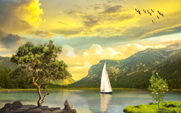 Fantasy Landscape Bay HD Wallpaper | Background Image