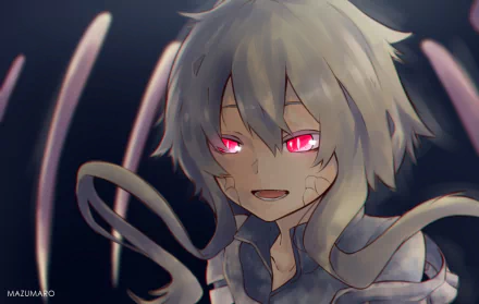 HD anime desktop wallpaper featuring Marry Kozakura from Kagerou Project with glowing red eyes and a dark, moody background.
