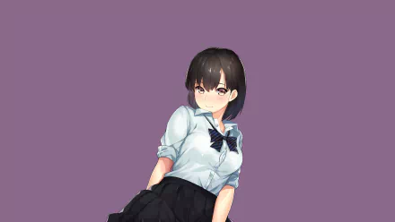 HD PC desktop wallpaper featuring an anime-style girl from Girls und Panzer against a solid purple background.