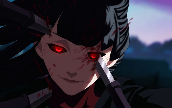 Anime Tokyo Ghoul:re Kurona Yasuhisa Tokyo Ghoul Black Hair Red Eyes Knife Blood Wound Close-Up HD Wallpaper | Background Image