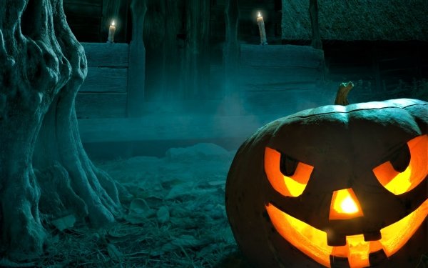 Holiday Halloween Jack-O'-Lantern Candle HD Wallpaper | Background Image