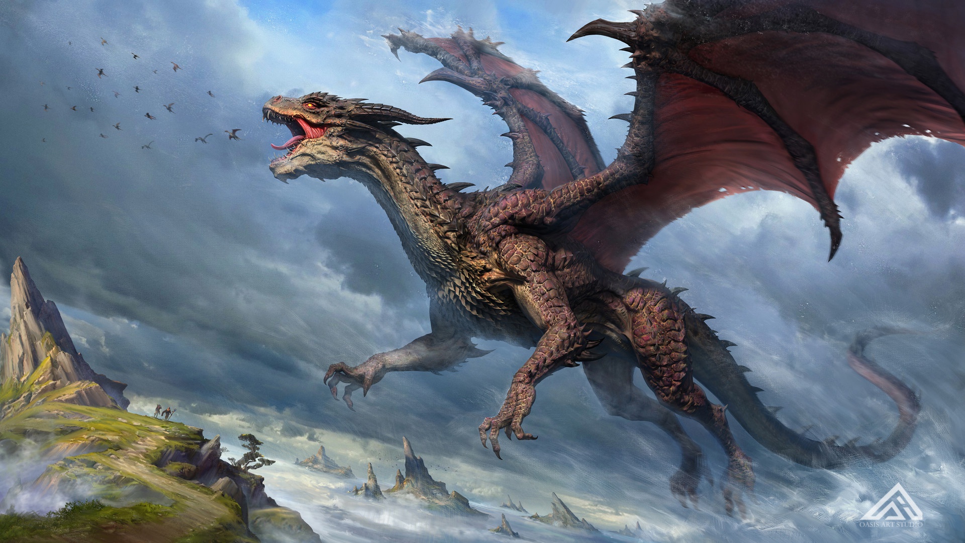 Download Landscape Cloud Fantasy Dragon HD Wallpaper by JIN LH