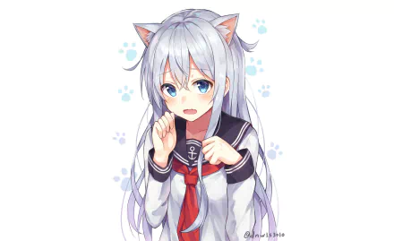 blue eyes white hair Hibiki (Kancolle) Anime Kantai Collection HD Desktop Wallpaper | Background Image