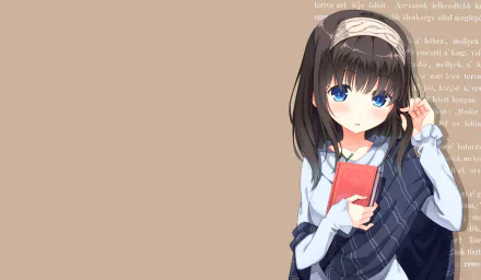scarf book blue eyes black hair Fumika Sagisawa Anime The iDOLM@STER Cinderella Girls HD Desktop Wallpaper | Background Image