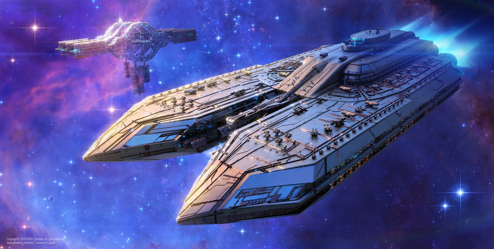 Epic Sci-Fi Spaceship HD Wallpaper by Yuliya Zabelina | 2560x1290 ...