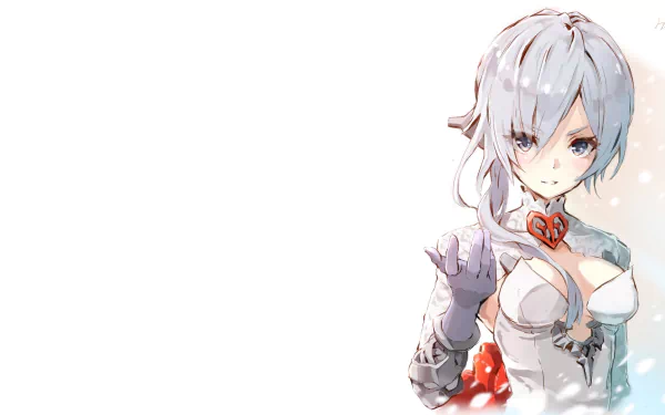 HD PC desktop wallpaper featuring a character from the video game SINoALICE with white hair and a determined expression on a bright, minimal background.