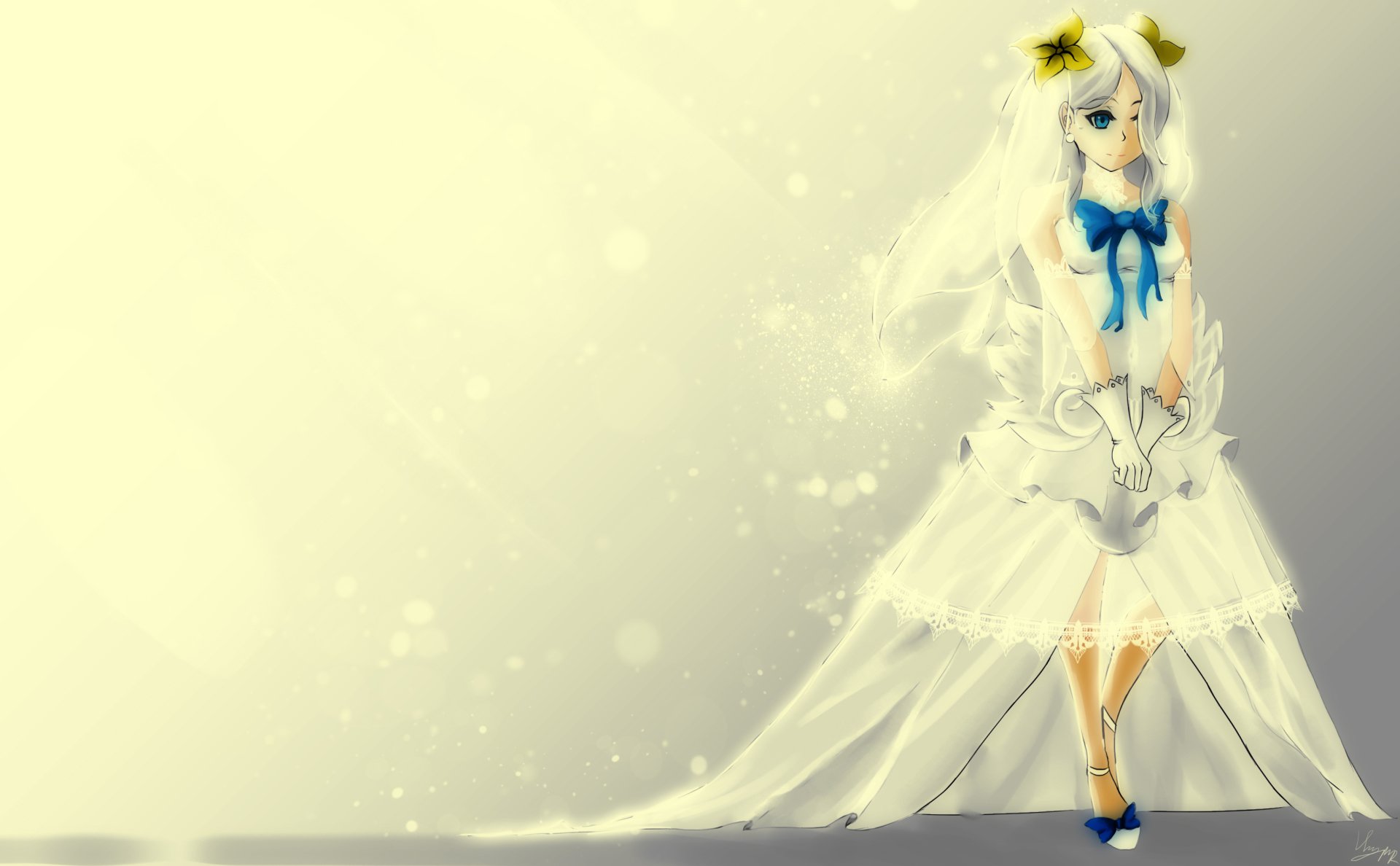 Download Blue Eyes White Hair Bride Anime Original HD Wallpaper by MoonRhythm