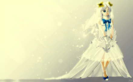blue eyes white hair bride Anime Original HD Desktop Wallpaper | Background Image