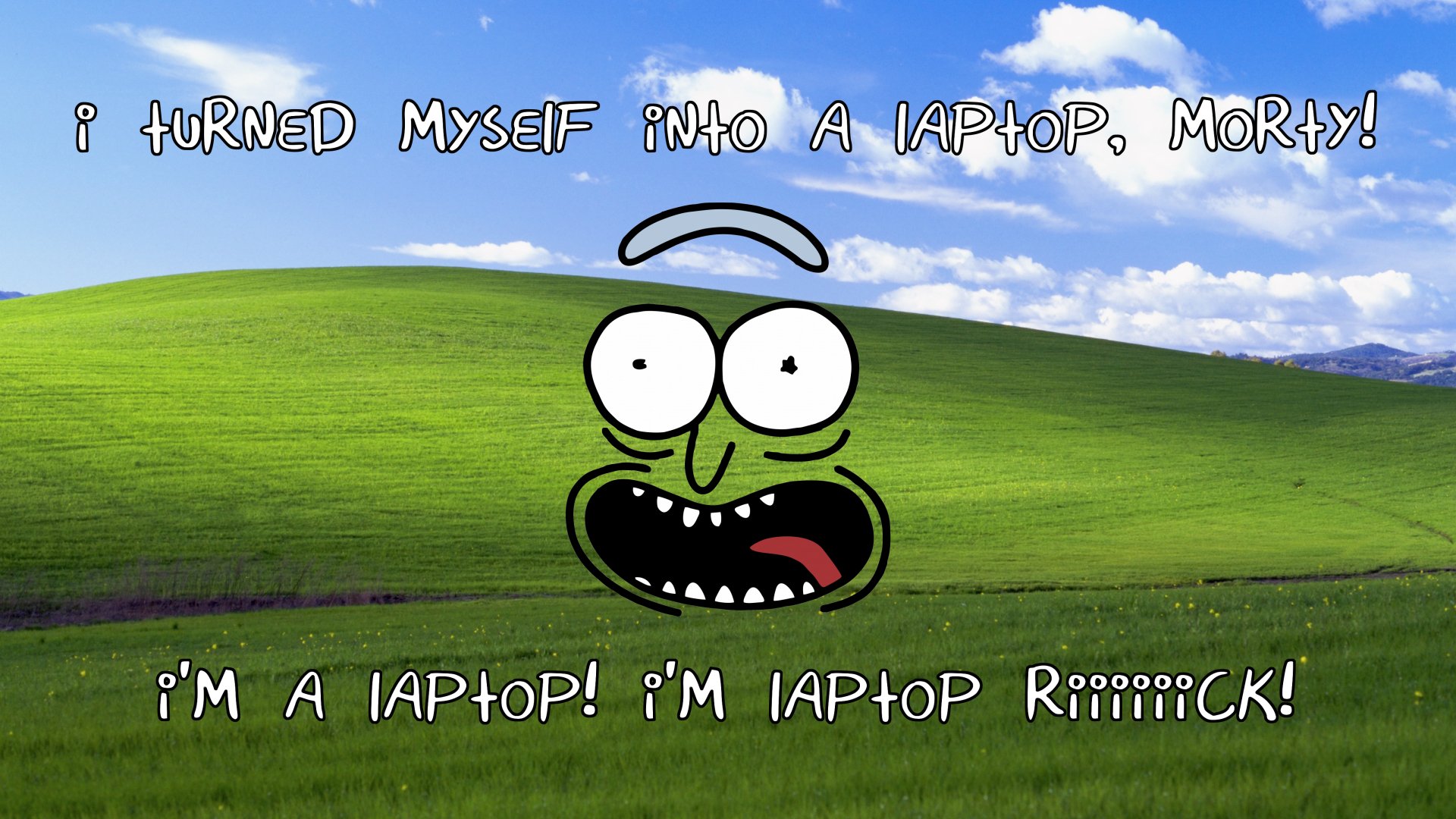 Laptop Rick with Text by p3dsp3ds