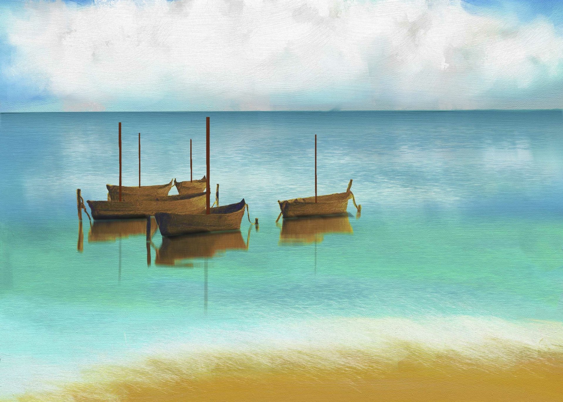 Download Boat Artistic Painting HD Wallpaper