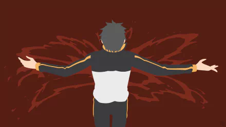 Subaru Natsuki from Re:Zero - Starting Life in Another World, seen from behind with arms spread against red demonic sigils; anime 4K Ultra HD PC desktop wallpaper/background.