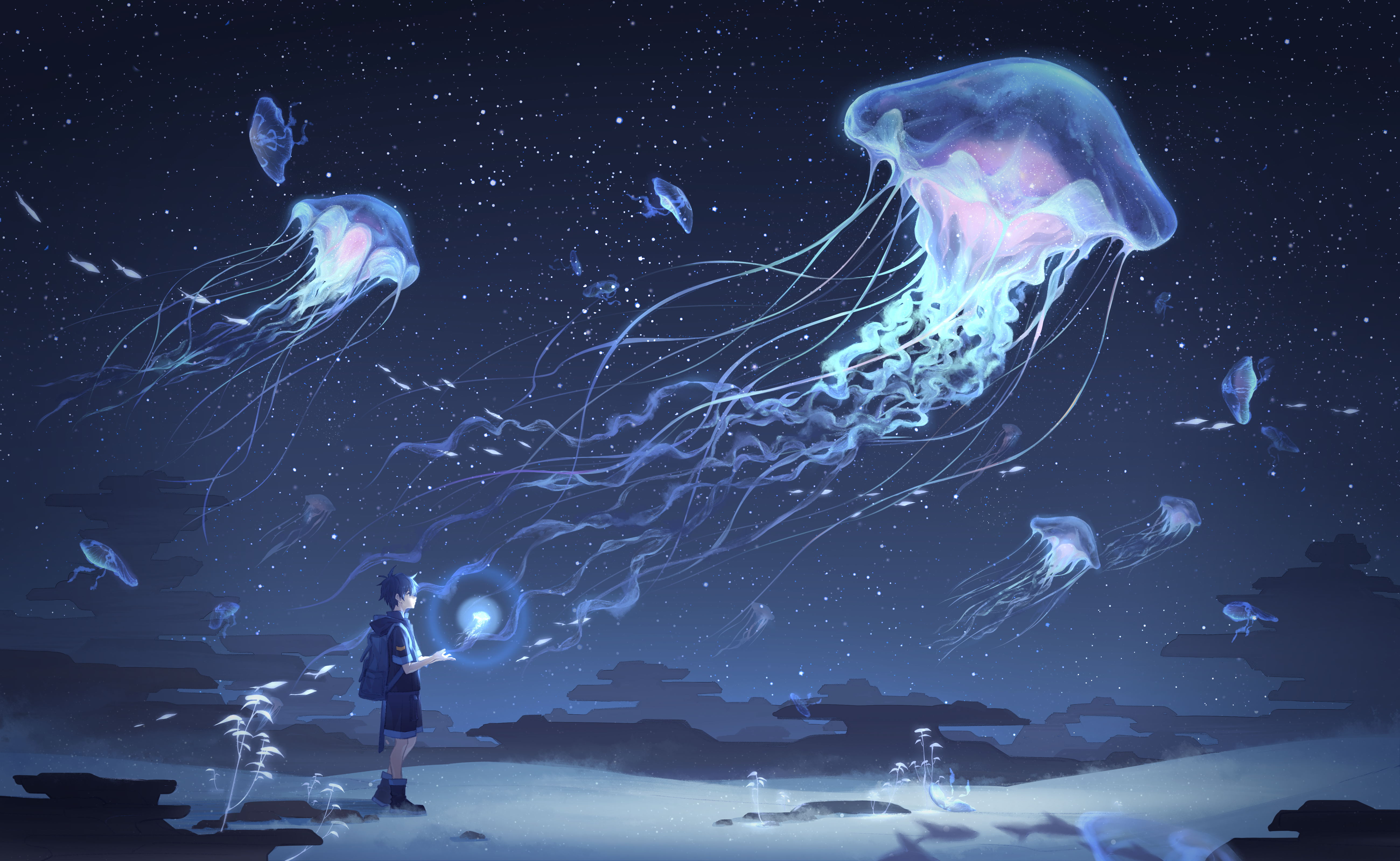 Boy in a land of jellyfish by Arsh