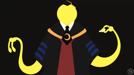 HD anime desktop wallpaper featuring Koro-sensei from Assassination Classroom in his signature black academic robe with yellow tentacle-like arms.