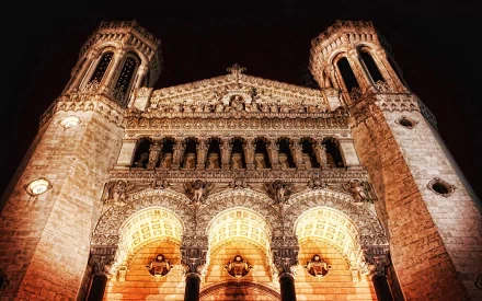 religious Basilica of Notre-Dame de Fourvière HD Desktop Wallpaper | Background Image