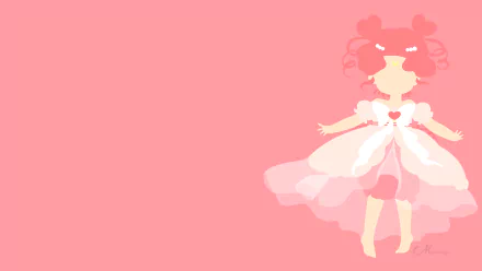 Chibi Chibi from Sailor Moon in a pink dress against a soft pink background, rendered in HD as an anime-style PC desktop wallpaper.