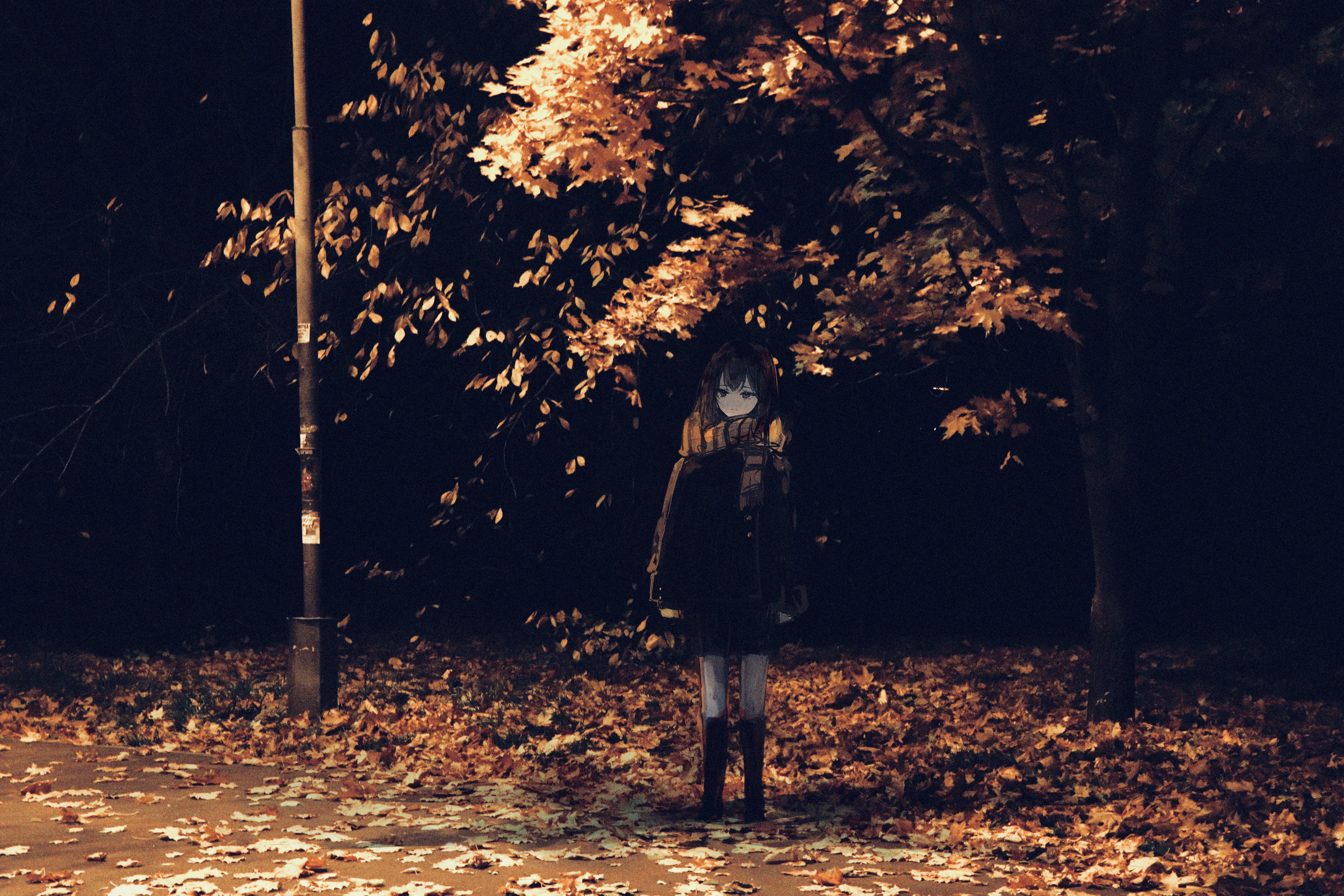 Girl and autumn leaves by 華野-