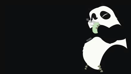 HD PC desktop wallpaper featuring Genma Saotome from the anime Ranma ½, depicted in his panda form holding a green object against a black background.
