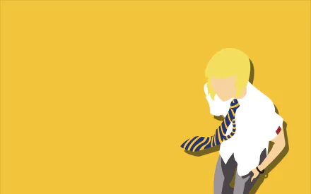 4K Ultra HD PC desktop wallpaper and background: minimalist anime illustration of Shinji Hirako from Bleach, standing in a bold yellow field.