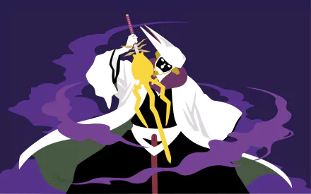 4K Ultra HD anime wallpaper featuring Mayuri Kurotsuchi from Bleach, showcasing him in bold colors and dynamic pose against a dark purple background.