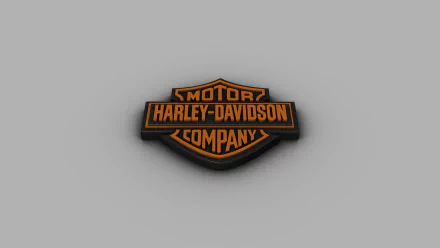 Harley-Davidson logo prominently displayed as a 3D desktop wallpaper with a neutral background.