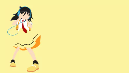 HD PC desktop wallpaper featuring Tomoko Kuroki from the anime Watamote on a pale yellow background with playful, dynamic pose and vibrant colors.