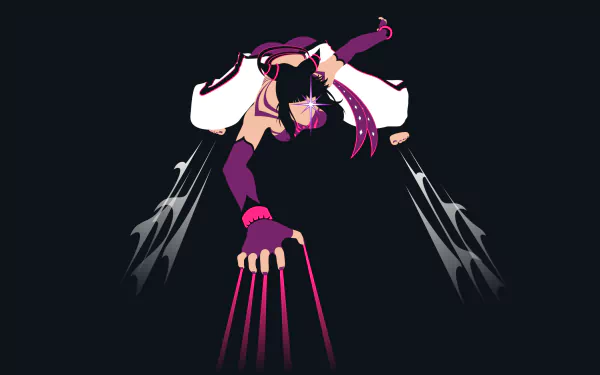 HD PC desktop wallpaper featuring a dynamic Street Fighter character in mid-attack, showcasing bold colors and sharp claw effects against a dark background.