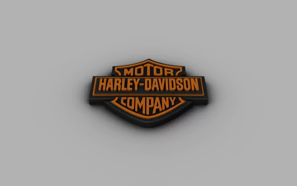 Harley-Davidson logo prominently displayed as a 3D desktop wallpaper with a neutral background.