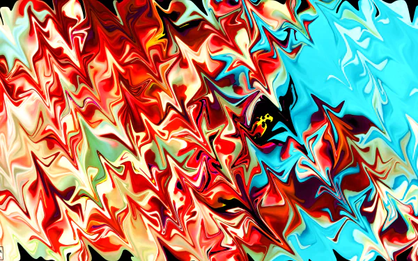HD desktop wallpaper with an abstract design featuring vibrant, swirling colors transitioning from warm reds and oranges to cool blues and greens.