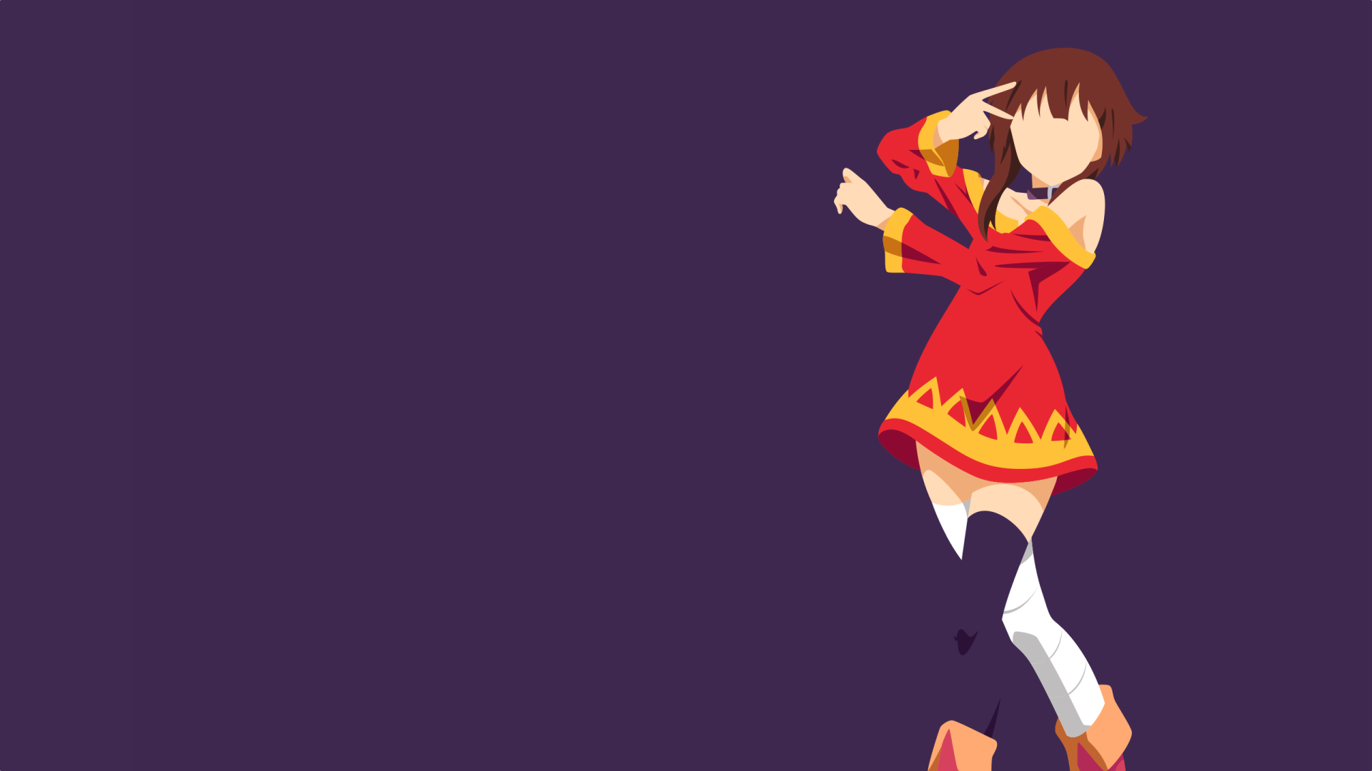 HD PC desktop wallpaper featuring Megumin from the anime KonoSuba - God’s Blessing on This Wonderful World!! in her signature red outfit against a dark purple background.