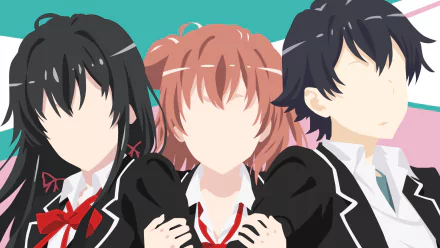minimalist Hachiman Hikigaya Yui Yuigahama Yukino Yukinoshita Anime My Teen Romantic Comedy SNAFU minimalist anime HD Desktop Wallpaper | Background Image
